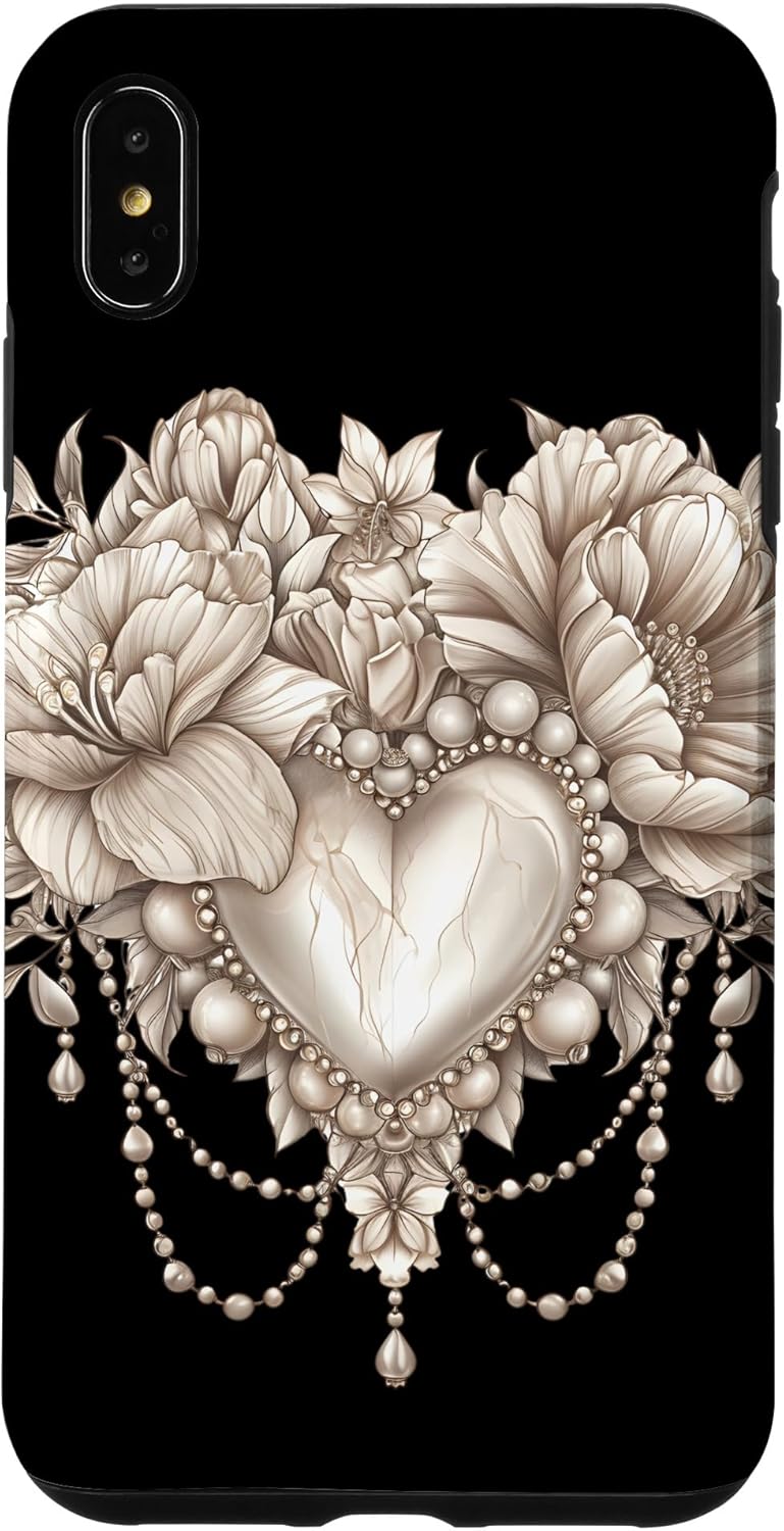iPhone 11 Pro Max Elegant Pearl Necklace & Gemstone Artwork - Blossoming Love Case