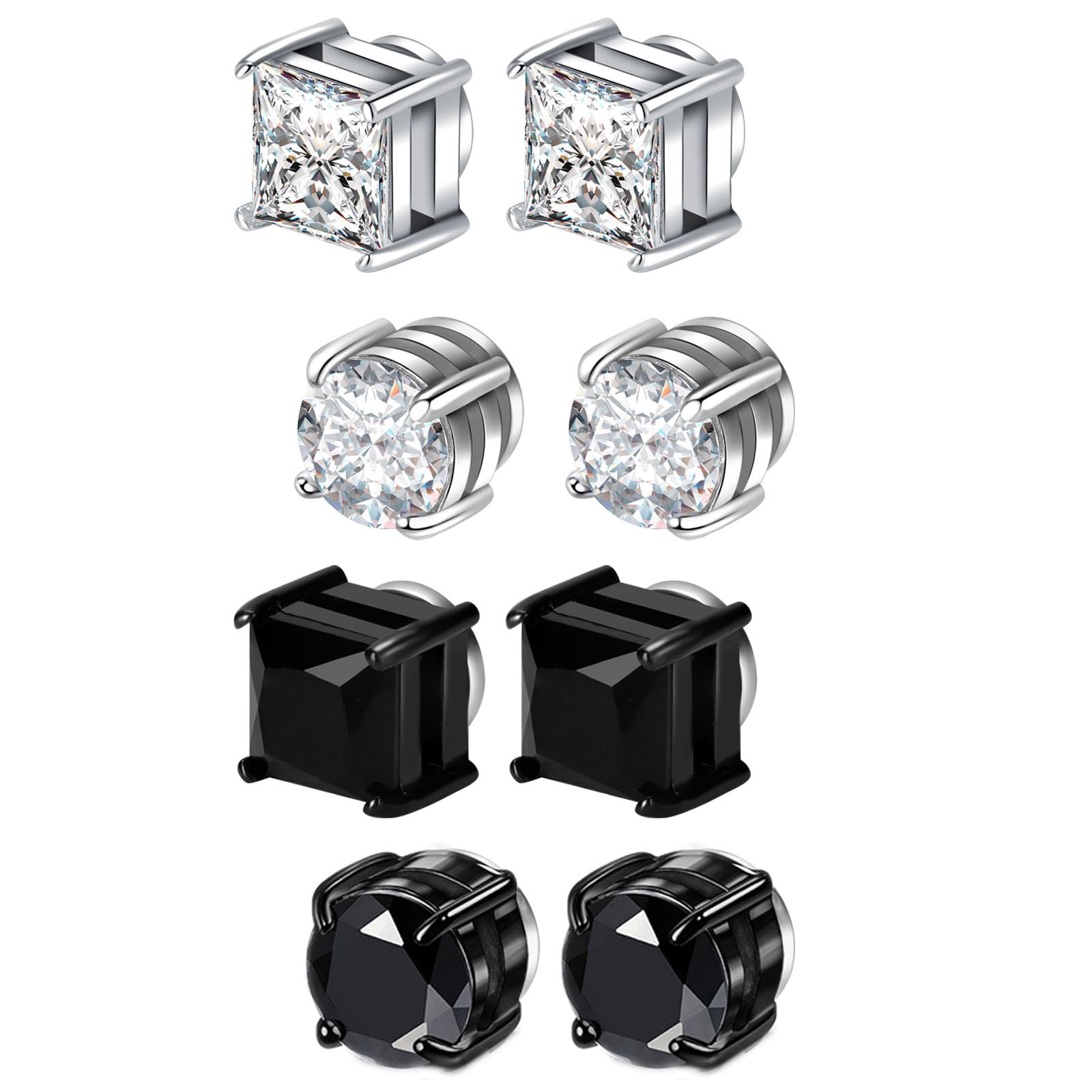 Magnetic Earring Studs Stainless Steel Fake Earring Non Piercing for Women Men Clips On Earrings Silver Black — view 14