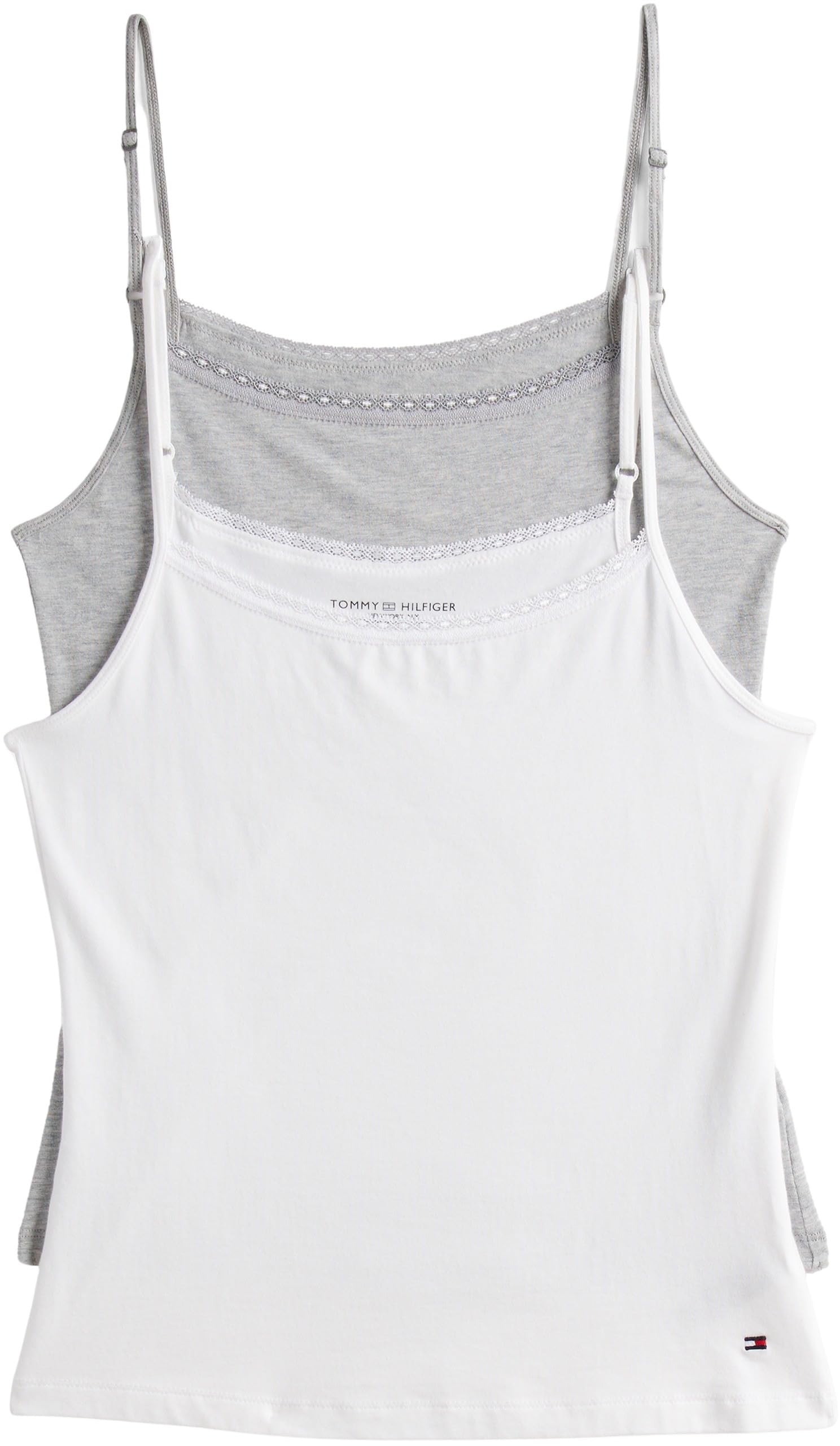 Tommy Hilfiger Women’s 2 Pack Stretch Tops, Multicolor (White/Grey Heather), M
