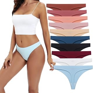 10 Pack Seamless Thongs for Women Breathable Thong Underwear Set No Show Panty Line