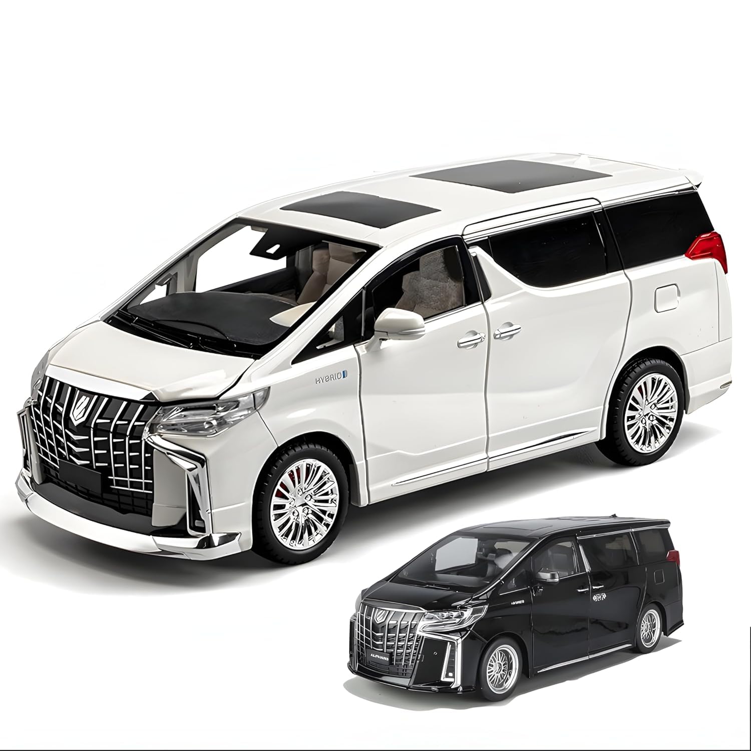 OOTLO Toyoto Alphard 1:18 Diecast Metal Car - Openable Doors, Sound&Light, Pull Back Action,Collectible Toy Car for Kids - Durable & Realistic Model【Colors as Per Stock】