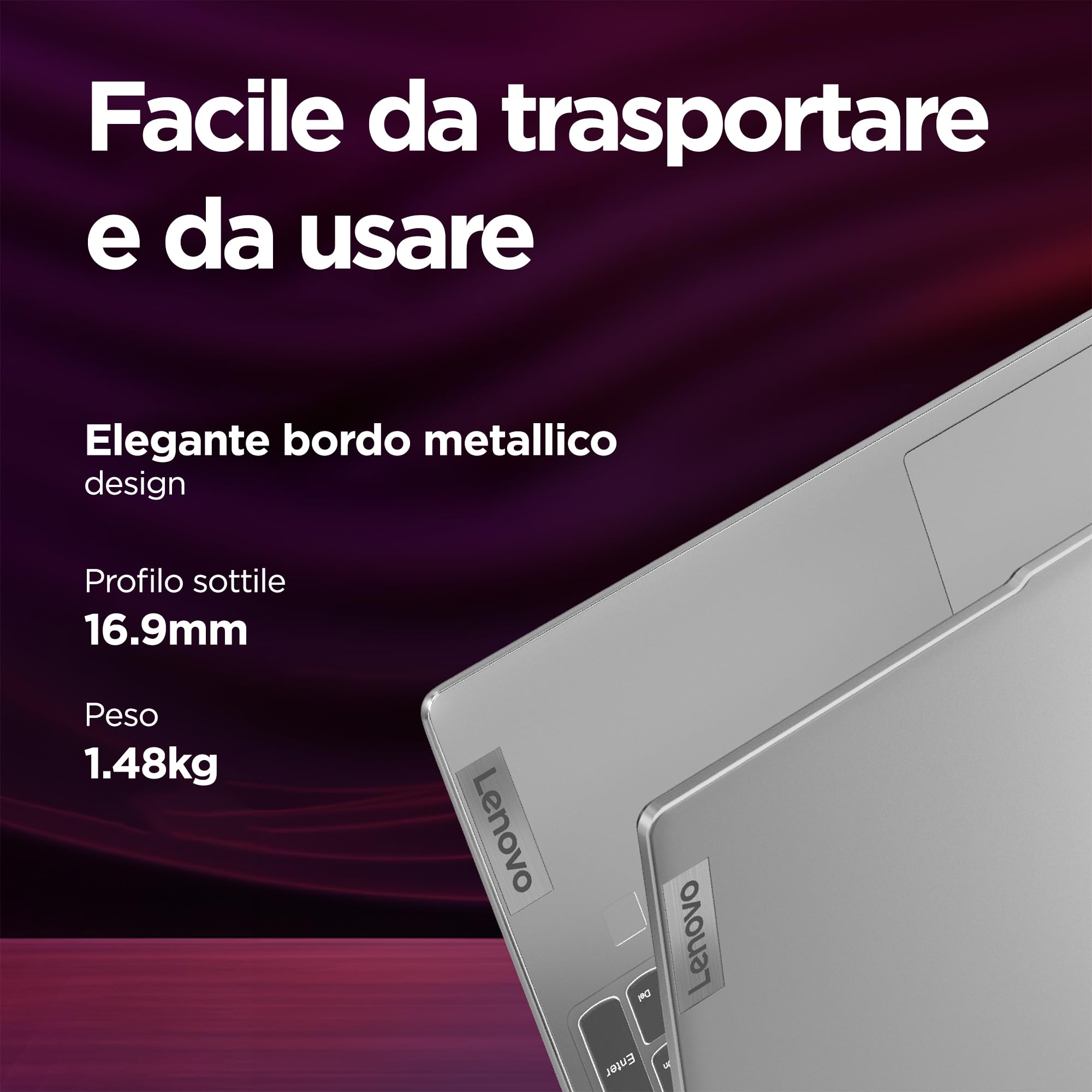 Lenovo IdeaPad Slim 5 Notebook 14" Display WUXGA (1920x1200) OLED, Intel Core Ultra 7 155H, Grafica Integrata, RAM 32GB, 1TB SSD, Windows 11 Home - Cloud Grey