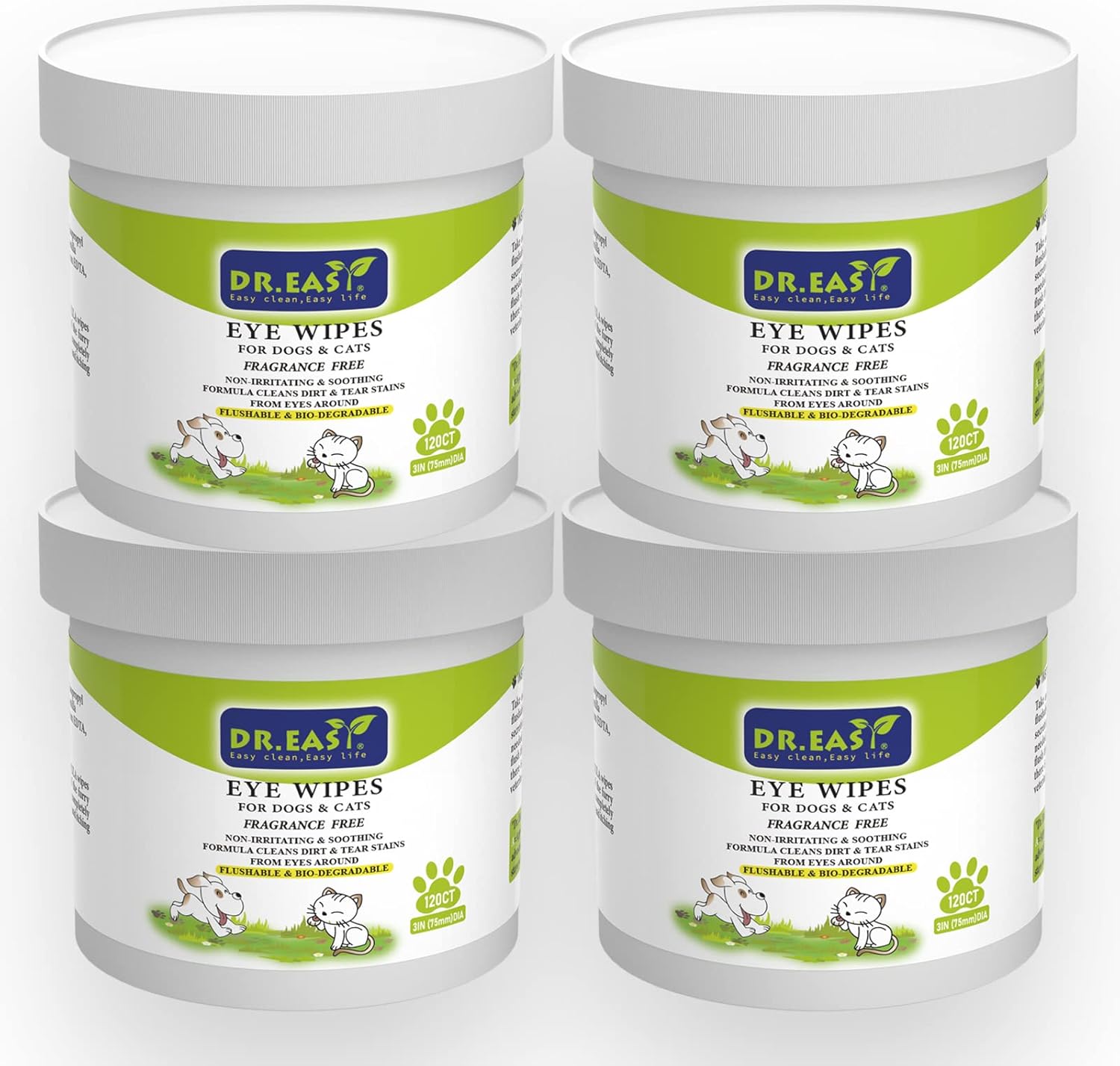 DR. EASY Pet Dog Cat Eye Wipes pet Dog cat Grooming Wipes 480 ct Cat