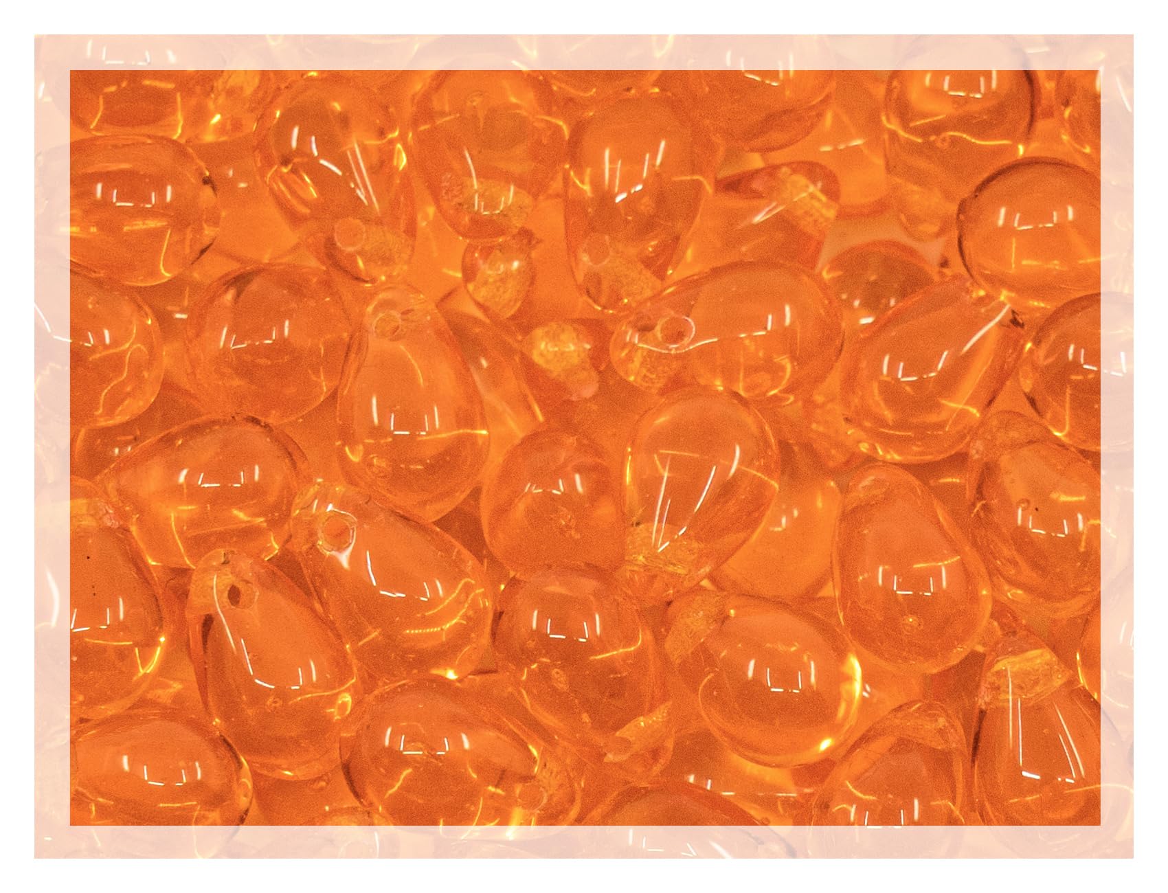 Czech 50-Piece Glass Beads, 6x9mm, Teardrop Transparent Orange — image 1