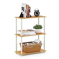 Furinno Libreria Bassa a 3 ripiani Beech/White Tubi classici