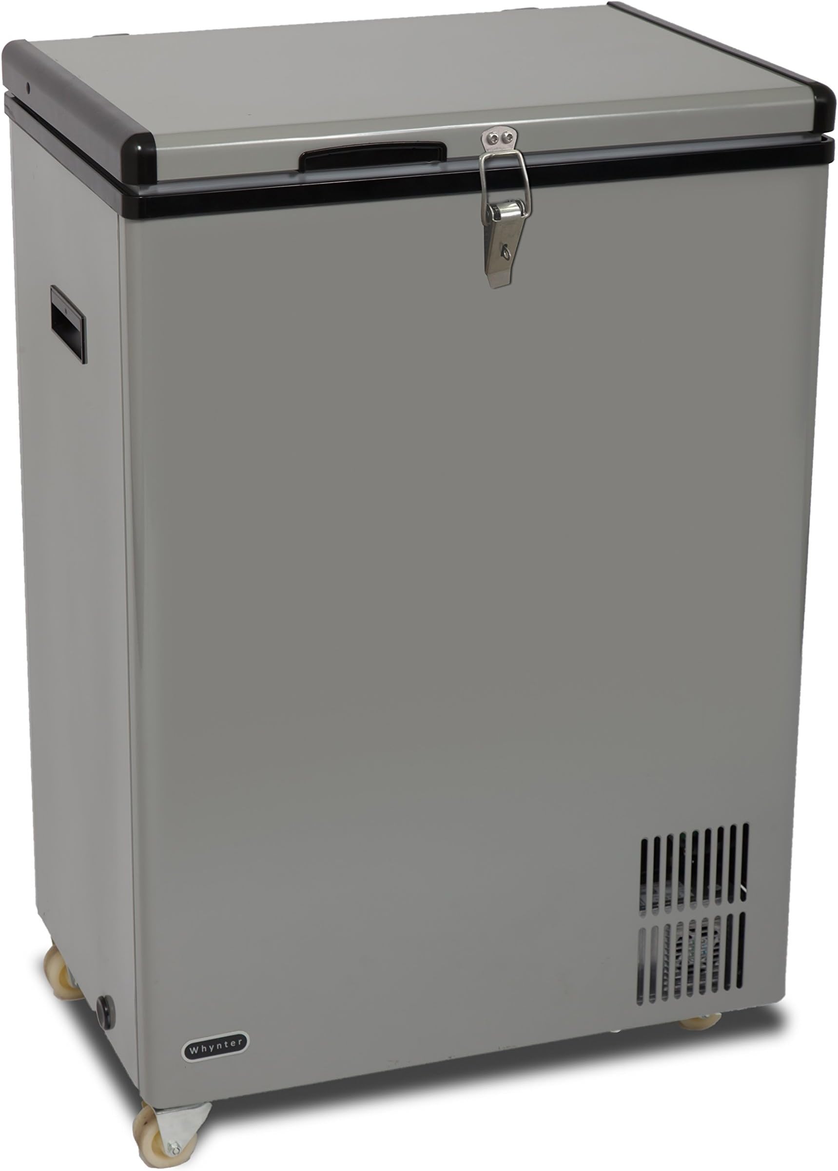 Whynter 95 Qt. Wheeled Portable Refrigerator / Portable Freezer for Travel - Chest Freezer / Fridge for Car, Camping, RVs & More, -8°F to 50°F Temperature Range, AC 110V/ DC 12V, FM-951GW, Gray