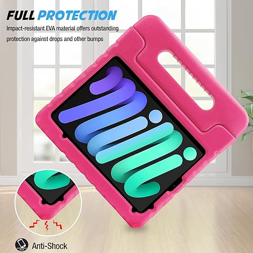 Miniatura 3 de ProCase Funda infantil para iPad Mini de 6 generación de 8.3 pulgadas 2021, ligera funda para niños con soporte para lápices a prueba de golpes,
