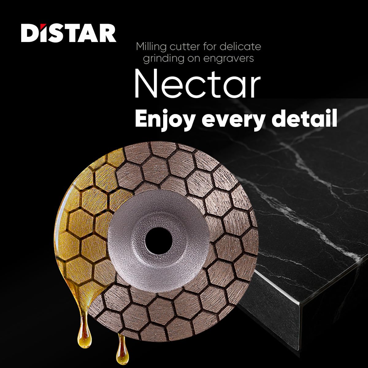 Distar NECTAR Disco abrasivo de diamante de 45 mm, grano 100, para cerámica, gres porcelánico y porcelana, accesorios para amoladora angular, lijado preciso de azulejos sin roturas