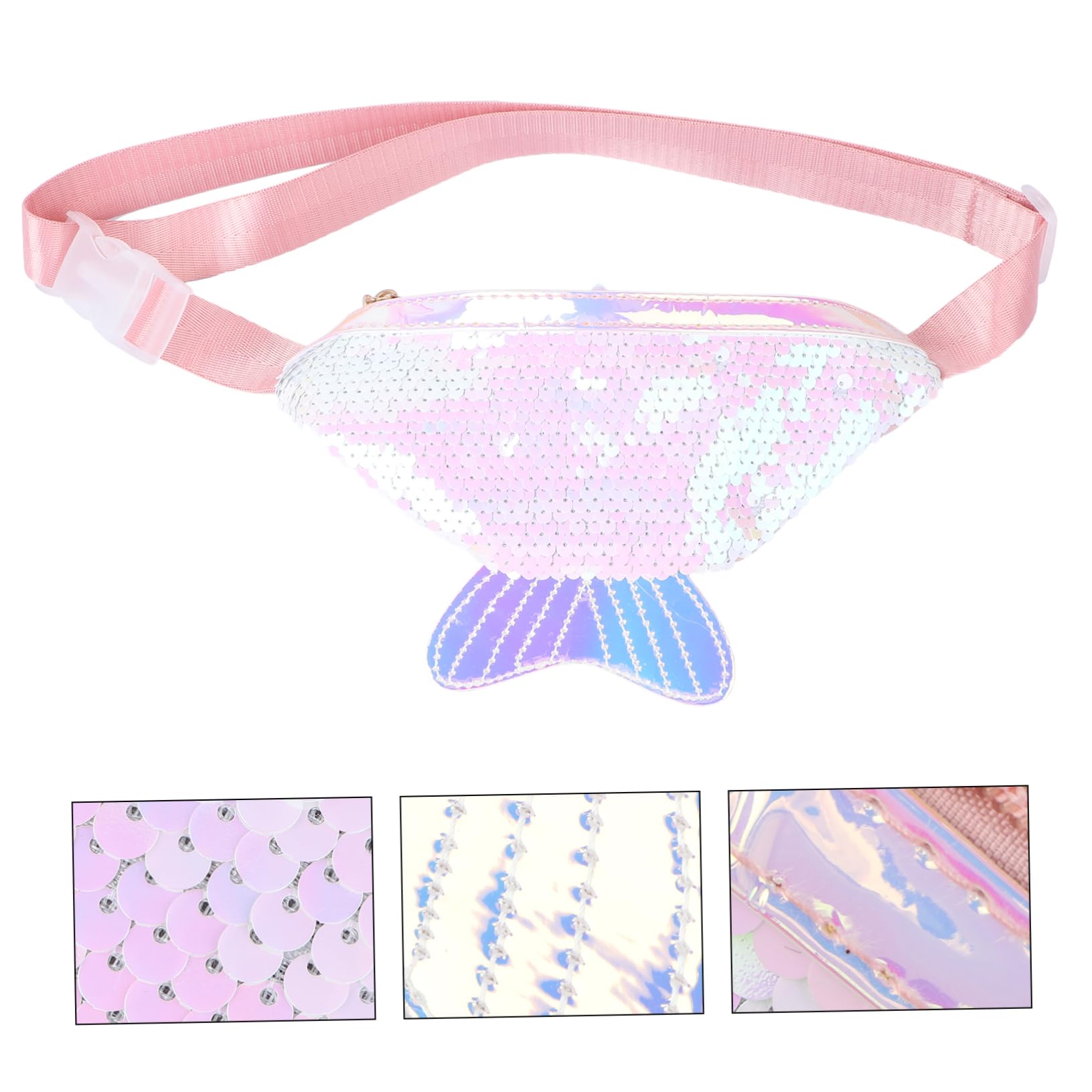 3St Umhängetasche Meerjungfrau-Pailletten-Gürteltasche für Mädchen Frauen-Wasit-Tasche Chest Bag White Waist Bag Geldbörsen Brieftasche Damen Frauen geldbörse Damen Hüfttasche
