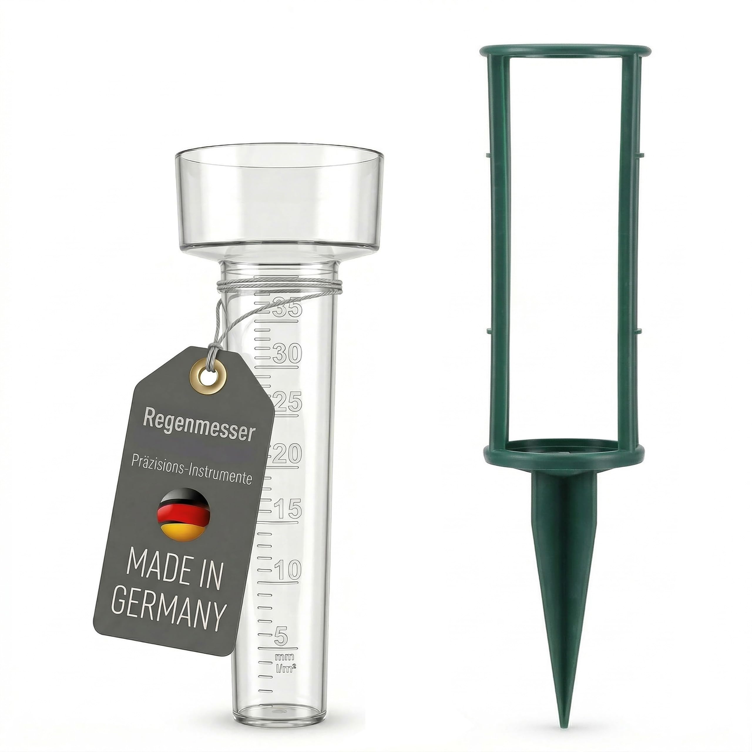 Lantelme Niederschlagsmesser mit Erdspieß Kunststoff | Regenmesser zur Wassermengenmessung im Garten Gewächshaus | Regenwassermesser Gartenstecker - 3