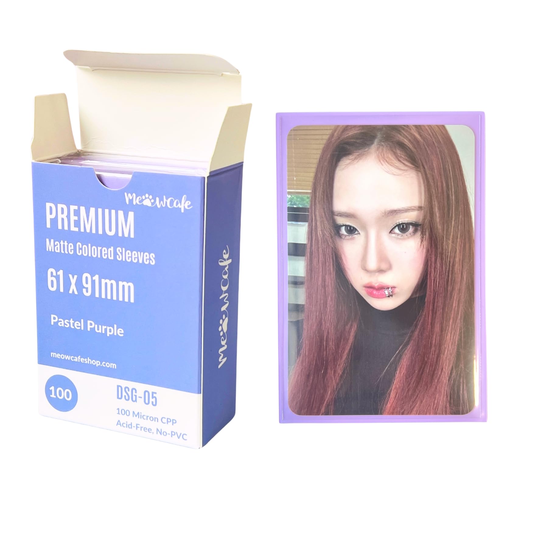 MEOWCAFE Premium 61x91mm Colored Sleeves for Double Sleeving Kpop Photocard, Strong, Thick, High Clarity Kpop Photocard Sleeve, 100 Sleeves (Pastel