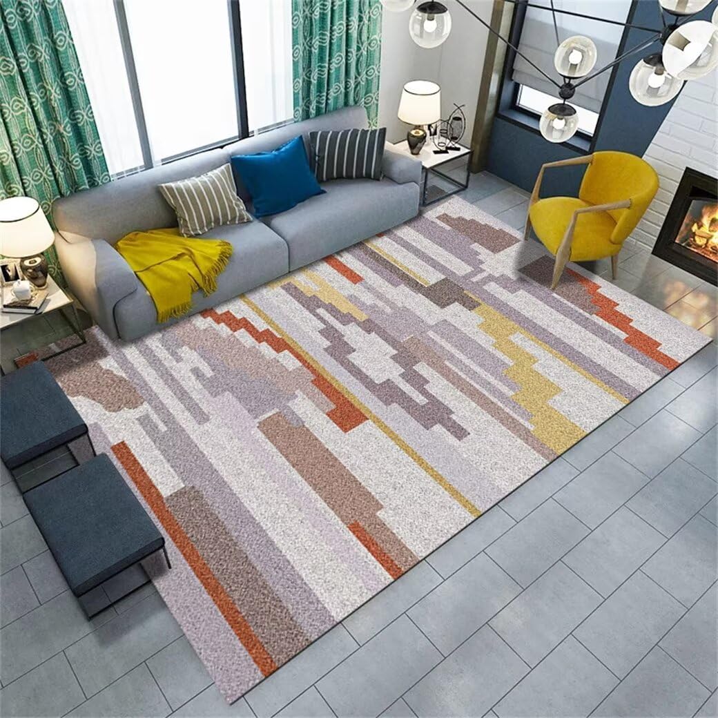 Grand tapis de salon 200x250 multicolore résistant pour couloir et chambre d'enfant