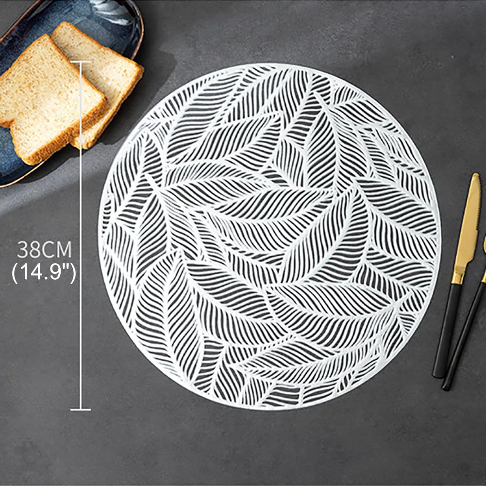 Set Di Platemat Rotondo In Pvc Creativo - 38 Cm (14,9 Pollici) Rabrabi Tavolo, Tappetini Per Decorazioni Per Desktop Per Ristoranti, Hotel, Ristoranti Per La Casa,Argento,10 Pezzi