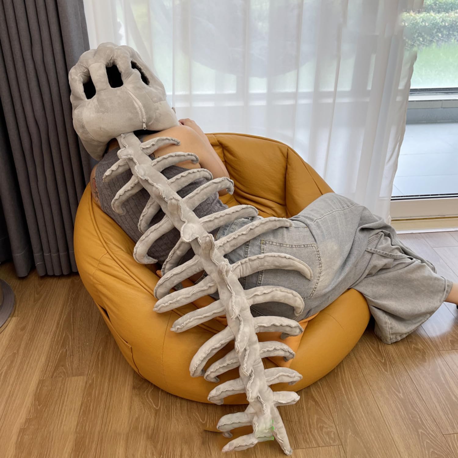 Spinosaurus Plush Dino Outfit, Costume Dinosauro Peluche Spinosaurus, Peluche Dinosauro con Design Scheletro 3D per Halloween, lavabile in lavatrice (75cm/29.5in)