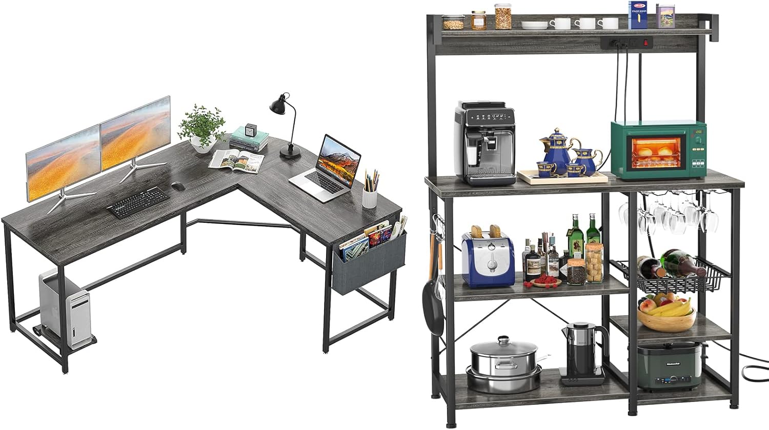 Topfurny L Shaped Desk Corner Desk and Bakers