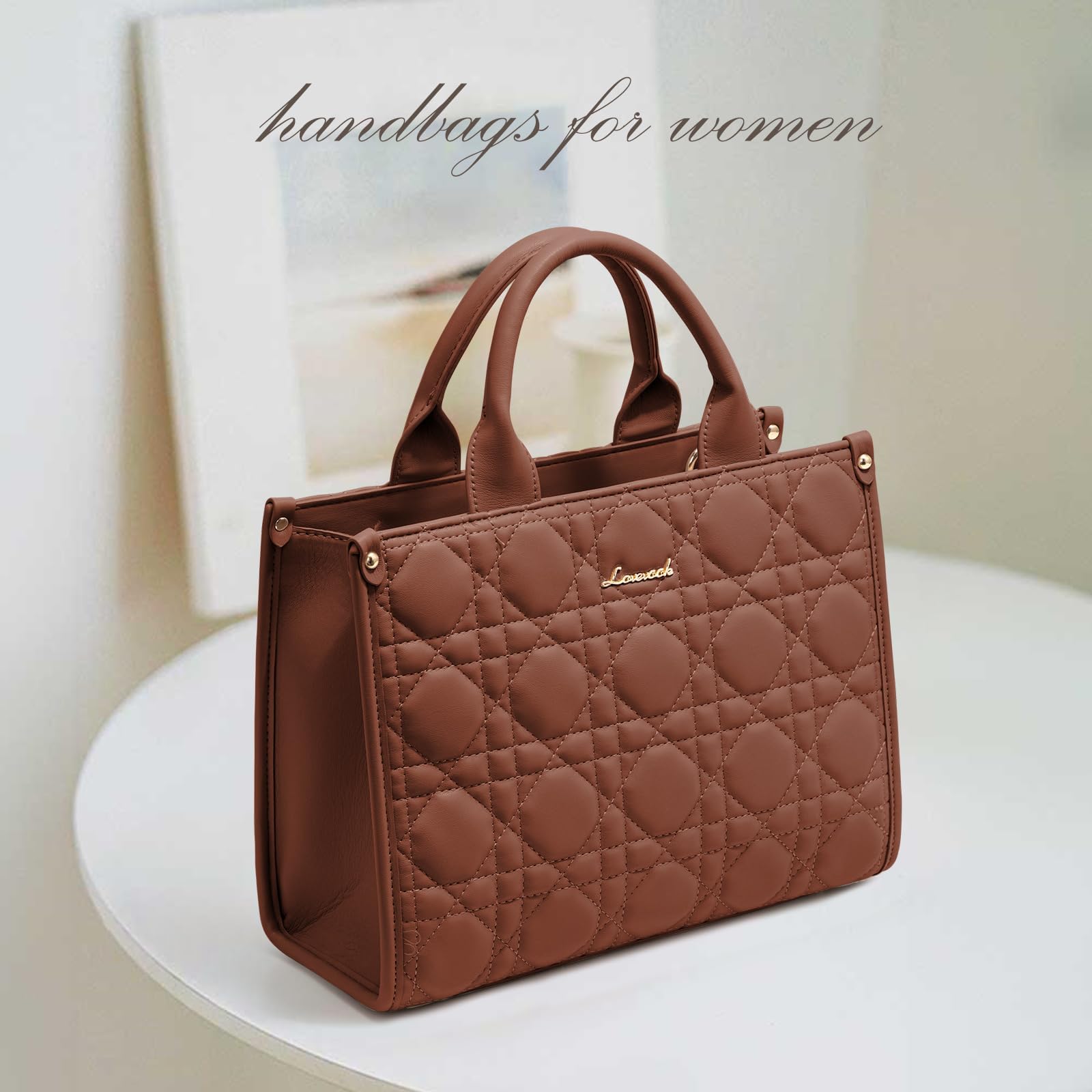 LOVEVOOK Purses and Handbags for Women, Handbags Shoulder Bags Black Purses and PU Leather Top Handles for Lady: Small Reddish Brown