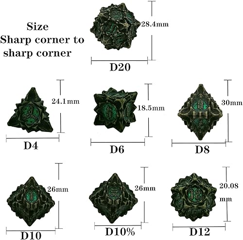 Miniatura 7 de GIUADKXD Juego de dados DND de metal de Dungeons and Dragons con bolsa de dados y organizador, regalo MTG, accesorio de dados grandes para juegos de