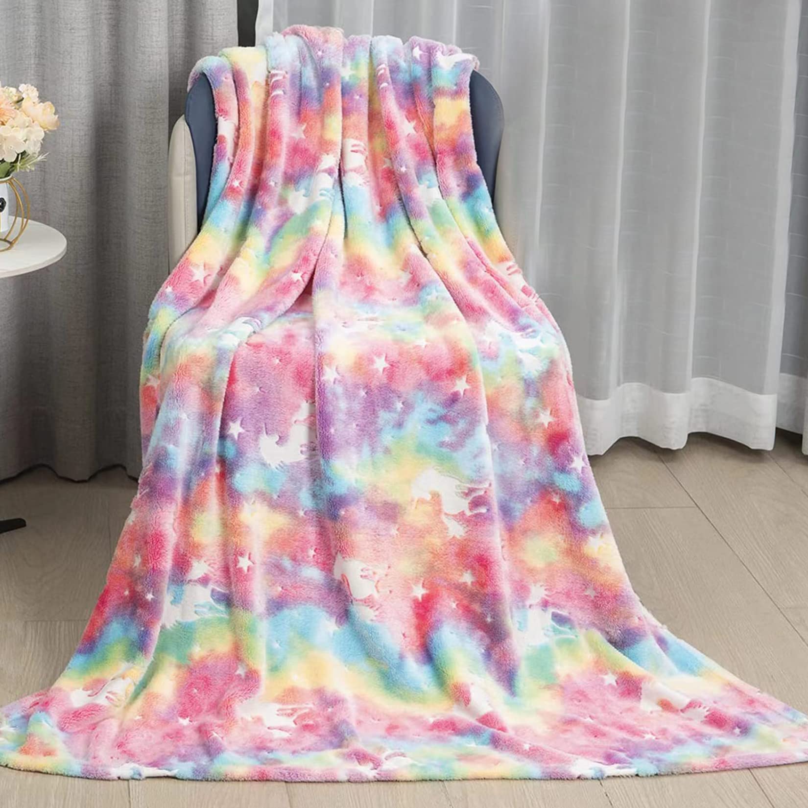 bopikaGlow in The Dark Throw Blanket Kids Luminous Blanket Soft Cozy Throw Blanket with Extra Gifts for Boys and Girls