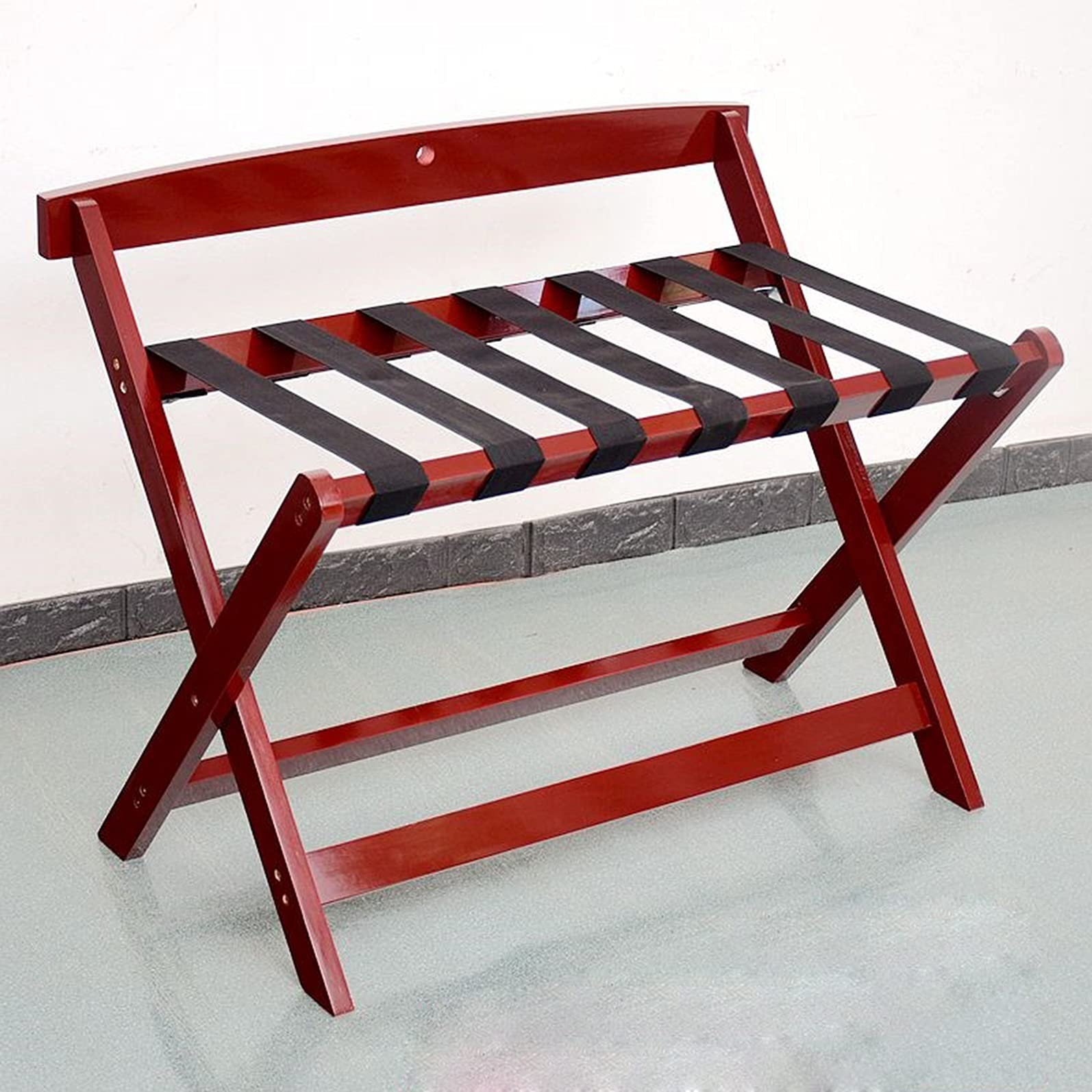 Étagère de rangement pour bagages d'hôtel pliable en bois naturel