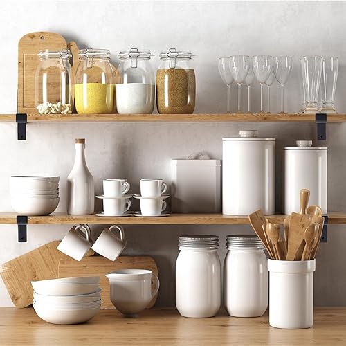 Miniatura 4 de Coshar 4 soportes de estante de 4 pulgadas para estante de hierro, soportes flotantes para estantes montados en la pared para cocina, baño,