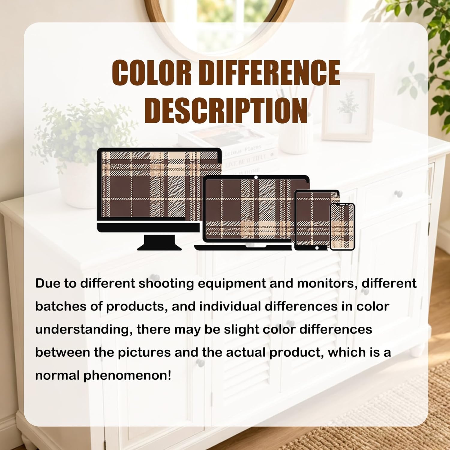 Nuxovilar 7-piece Set Table Runner and Placemats - Retro Beige-Brown Plaid, Linen-Cotton 72x13inch, Classic Dining Accessories, Decor for Casual Meals, Family Dinners, Home Gatherings