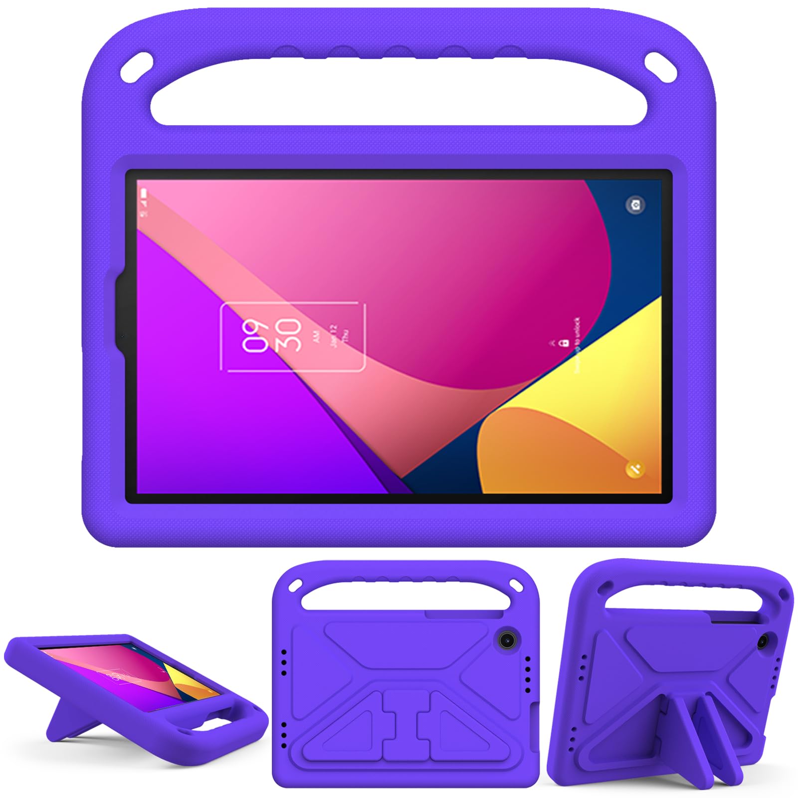 XunyLyee Case Kids for TCL Tab 8 LE (8.0 Inch) Model 9137W EVA Shockproof Handle Light Weight Stand Cover, Purple