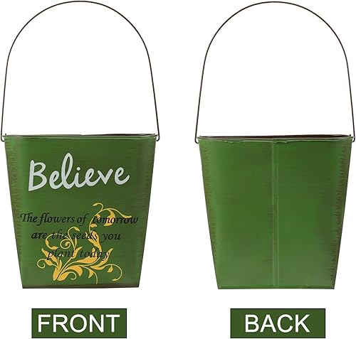 Miniatura 3 de Cubo de flores de hojalata colgante para flores, soporte para flores de pared, maceta colgante de hierro, contenedor de flores colgante, maceta