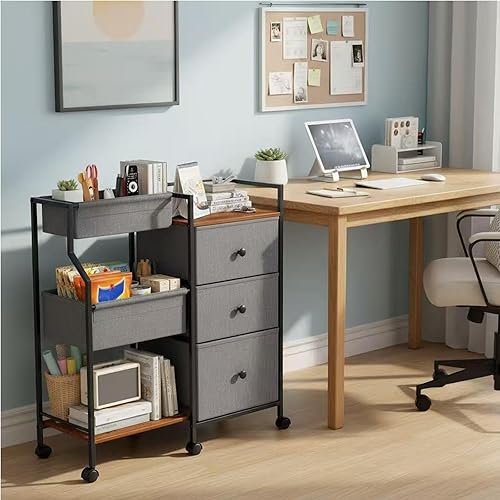 Miniatura 5 de PandaEar Organizador y almacenamiento de pañales para bebé, carrito de guardería rodante de 3 niveles con cajones y divisores, carrito