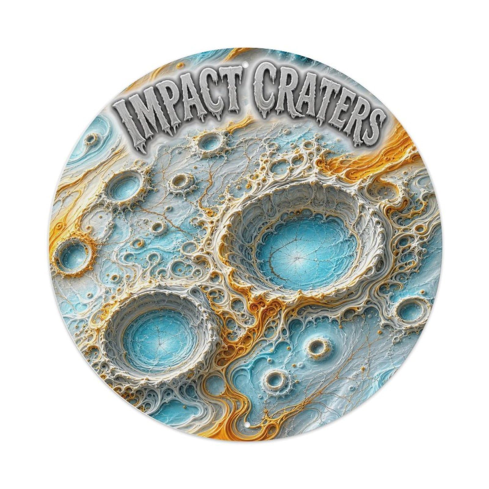 Retro Space Europa Impact Craters Celestial Astronomy Metal Tin Sign Plaque Wall Decor for Cafe, Man Cave, Club Bar, Office, Home Garden Round Metal Poster 8x8Inch