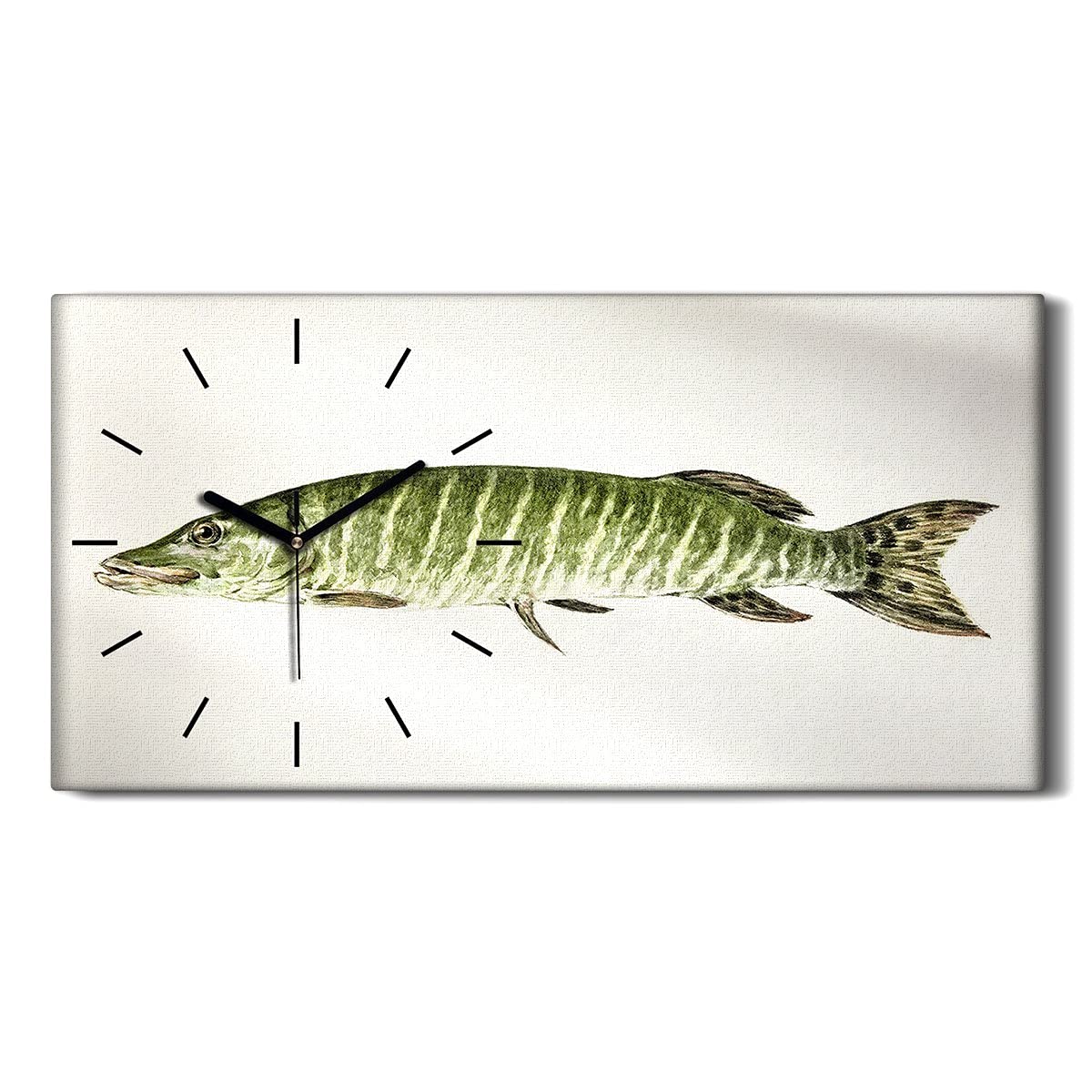 Horloge sur Toile Silencieuse pour Chambre - Art Moderne Poisson 60x30cm Décoration Murale