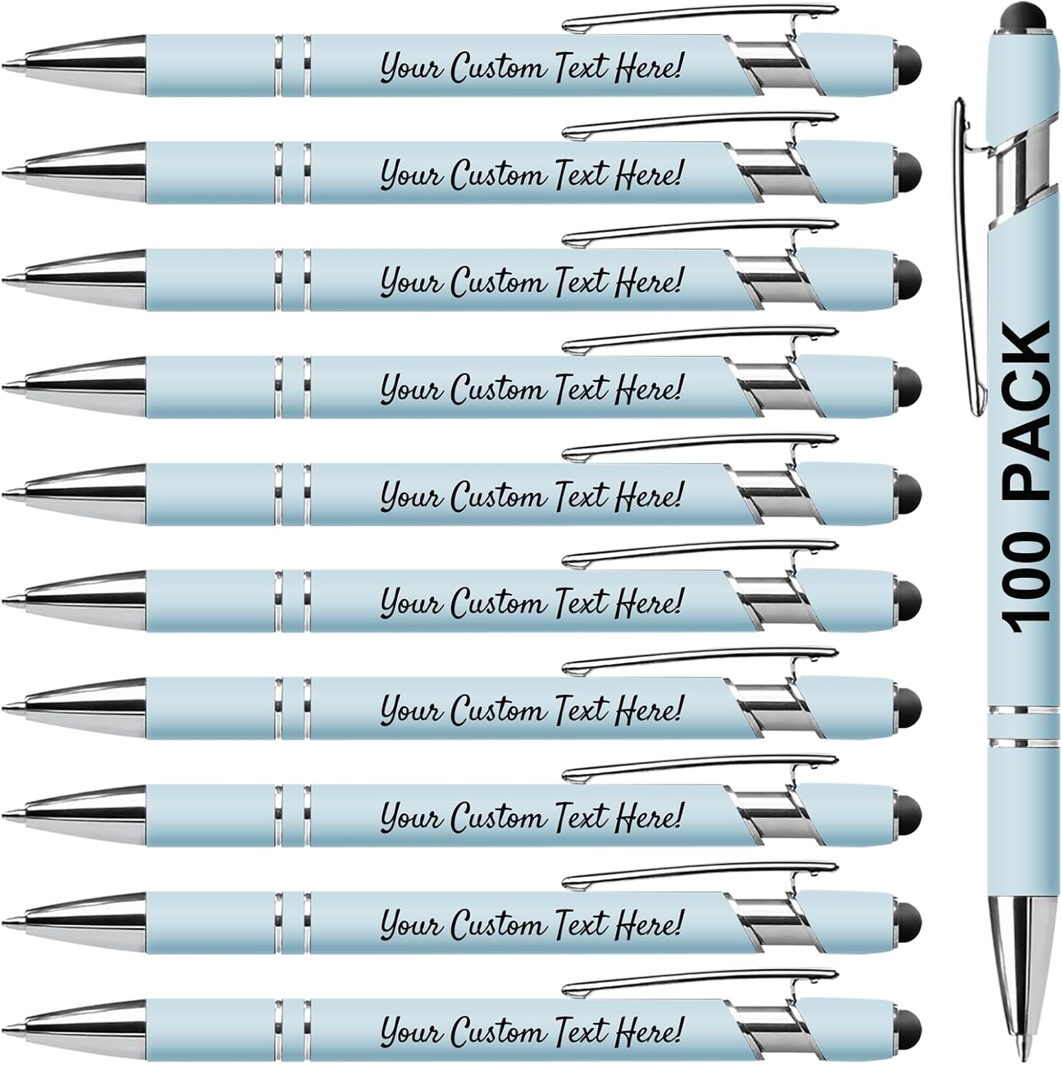 Custom Pens with Stylus - Personalized Name Engraved - Ideal Gift for Office, Teachers, and Students - Black Ink - Logo and Message Imprinting Available, Morandi Green, 50 Pcs