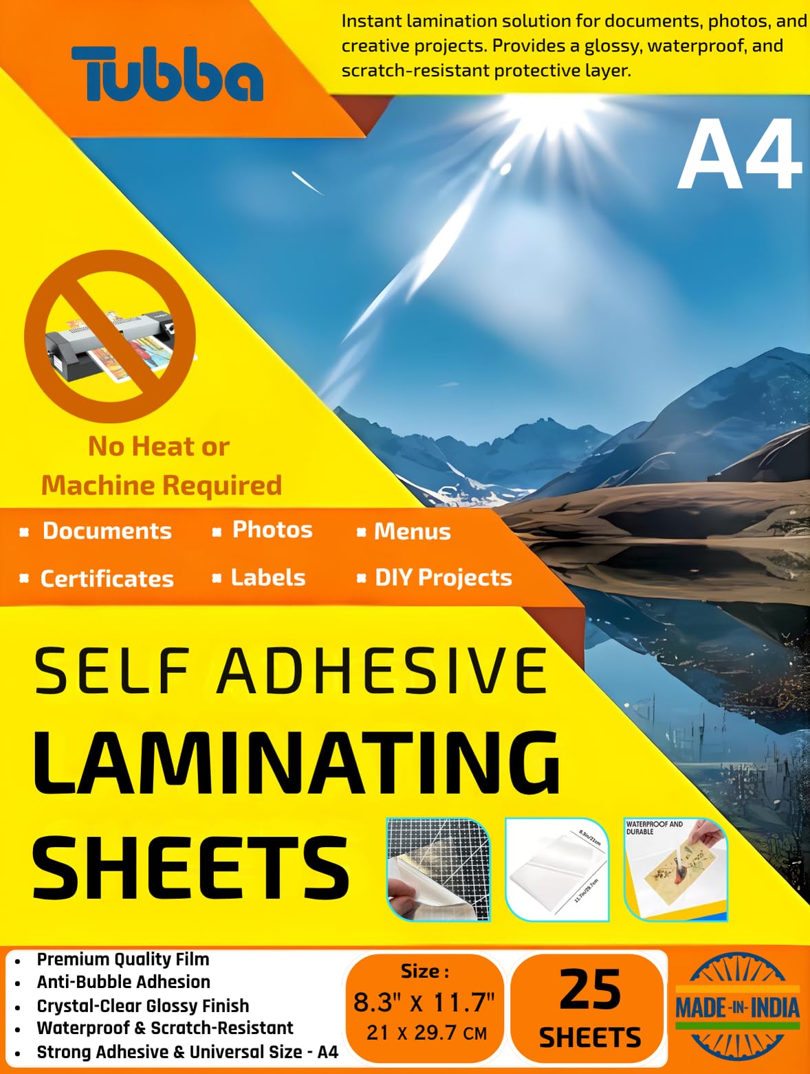 Self Adhesive Laminating Sheets A4 | 25 Sheets | 80 Mic | Cold Lamination Film – Glossy, Waterproof & Scratch Resistant | Peel & Stick DIY Lamination at Home – No Machine or Heat Needed-image-38
