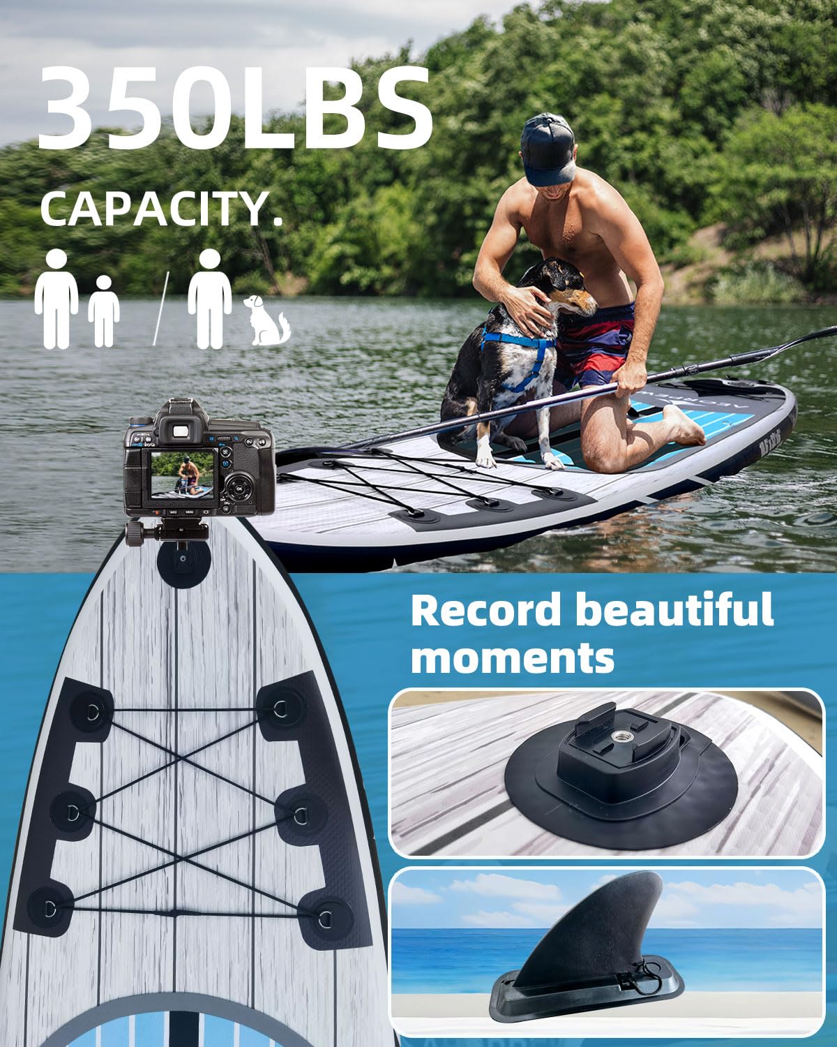 Tavola gonfiabile da 3,2 m per adulti, larghezza 81,3 cm, con accessori per SUP di alta qualità, include tavola antiscivolo, pompa a mano, pagaia singola di tutti i livelli di abilità