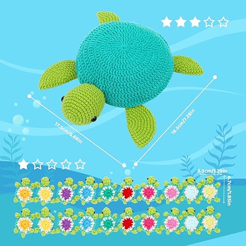 Miniatura 8 de FOUSNOW Kit de ganchillo para principiantes, kit de 21 piezas de animales de ganchillo de la familia de tortugas para adultos, juego de memoria a