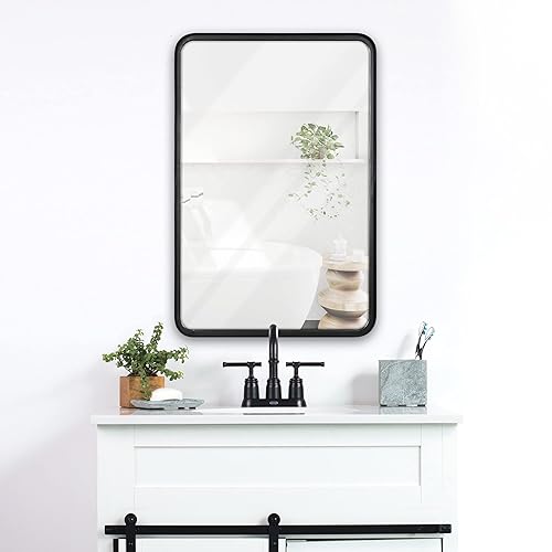 HBCY Creations 20x30 Inch Rectangle Black Mirror, Deep Frame Vanity