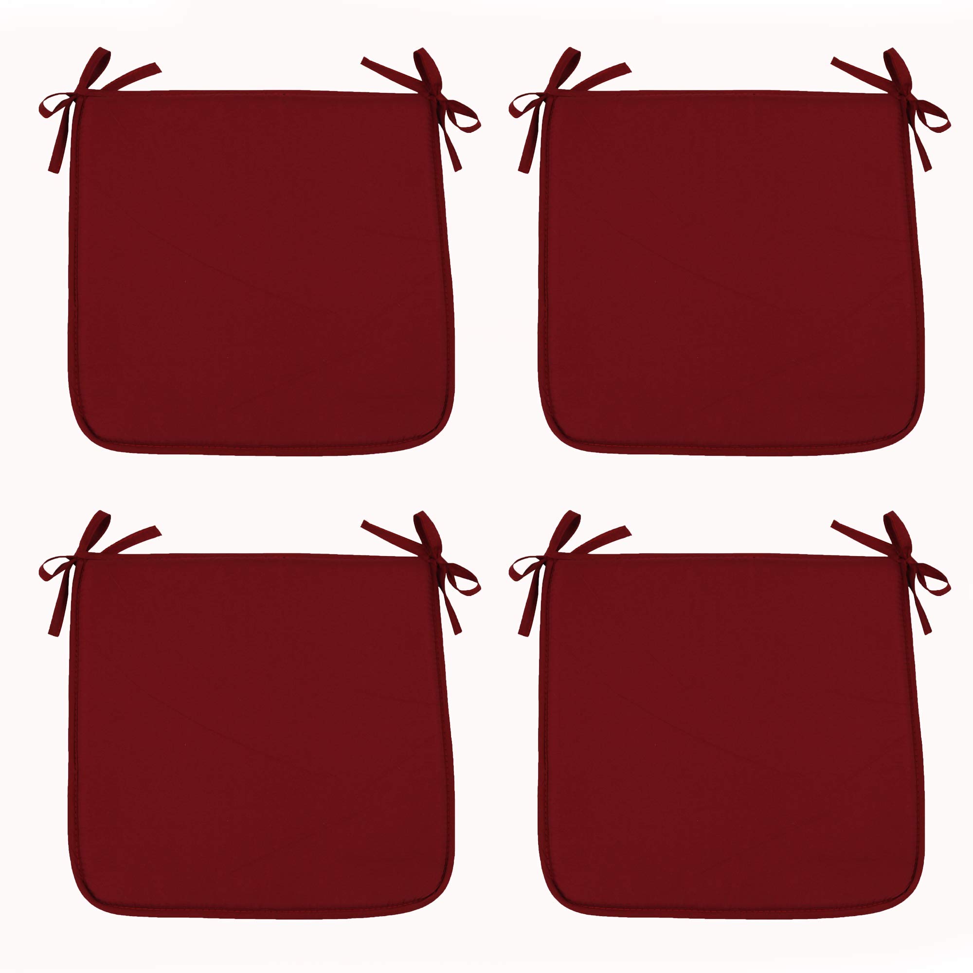Coussins de chaise rouge foncé design carré lot de 4 pour décoration soignée