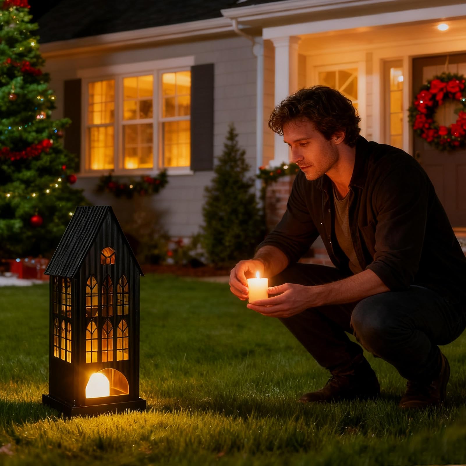 Świąteczny Świecznik Na Świeczki Tealight - Metalowa Wydrążona Dekoracja | Centralna Na Stół,Rustykalny Świece Wotywne | Dla Właścicieli Domów Mieszkanie Jadalnia Sypialnia Gabinet Ganek Toale