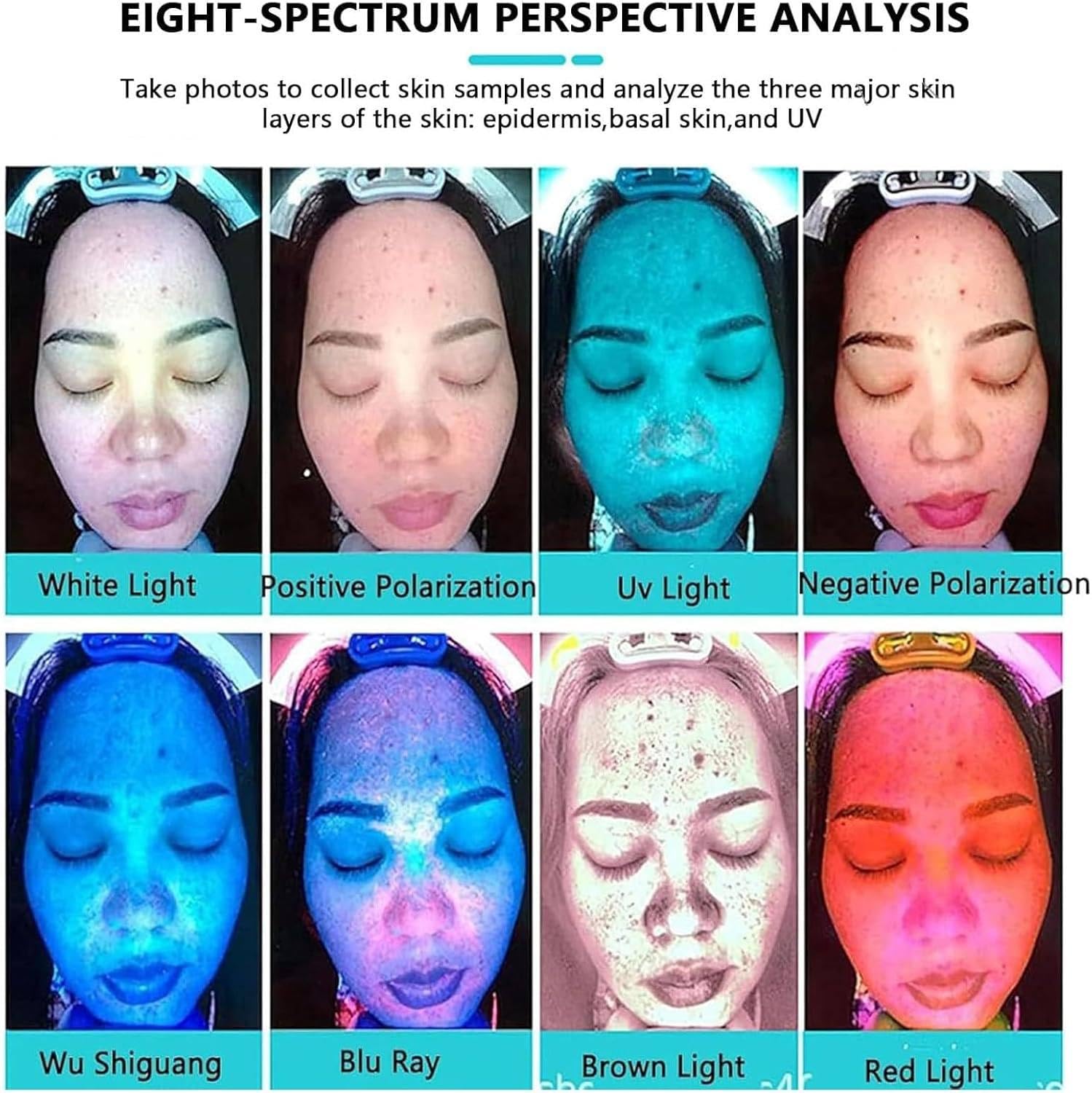 Tragbares Gesichtshautanalysegerät HD, 3D Hautscanner mit KI Gesichtserkennung, 8 Spektralmodi, Akne Poren Hautstruktur Analyse, 13,3 Zoll Display für Kliniken 13.3in-White