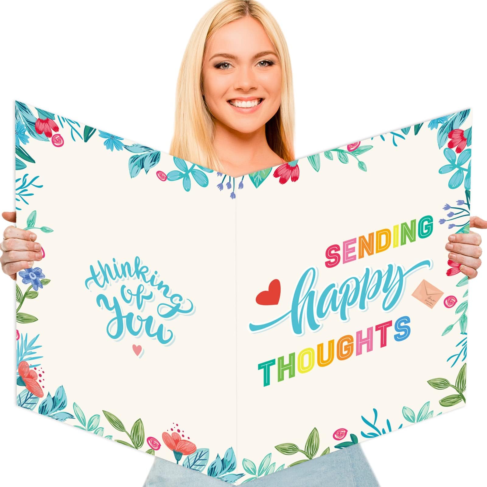 Jumbo Thinking of You Greeting Card with Envelope A Big Huge Miss You Giant Card Gift for Boys Girls Large 14 x 22 inch