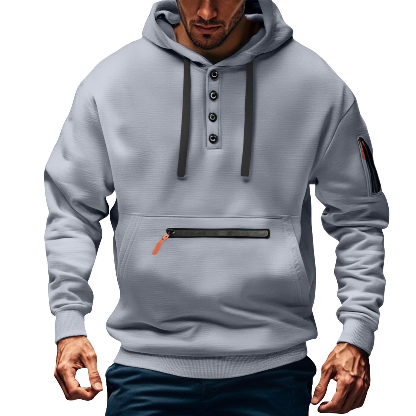 Chaqueta Verano Hombre Sudadera Informal De Manga Larga con Botones Y Medio Botón para Hombre, Otoño E Invierno Sudaderas Futbol Ropa Trabajo Hombres Cremallera Jersey Corta Entretiempo