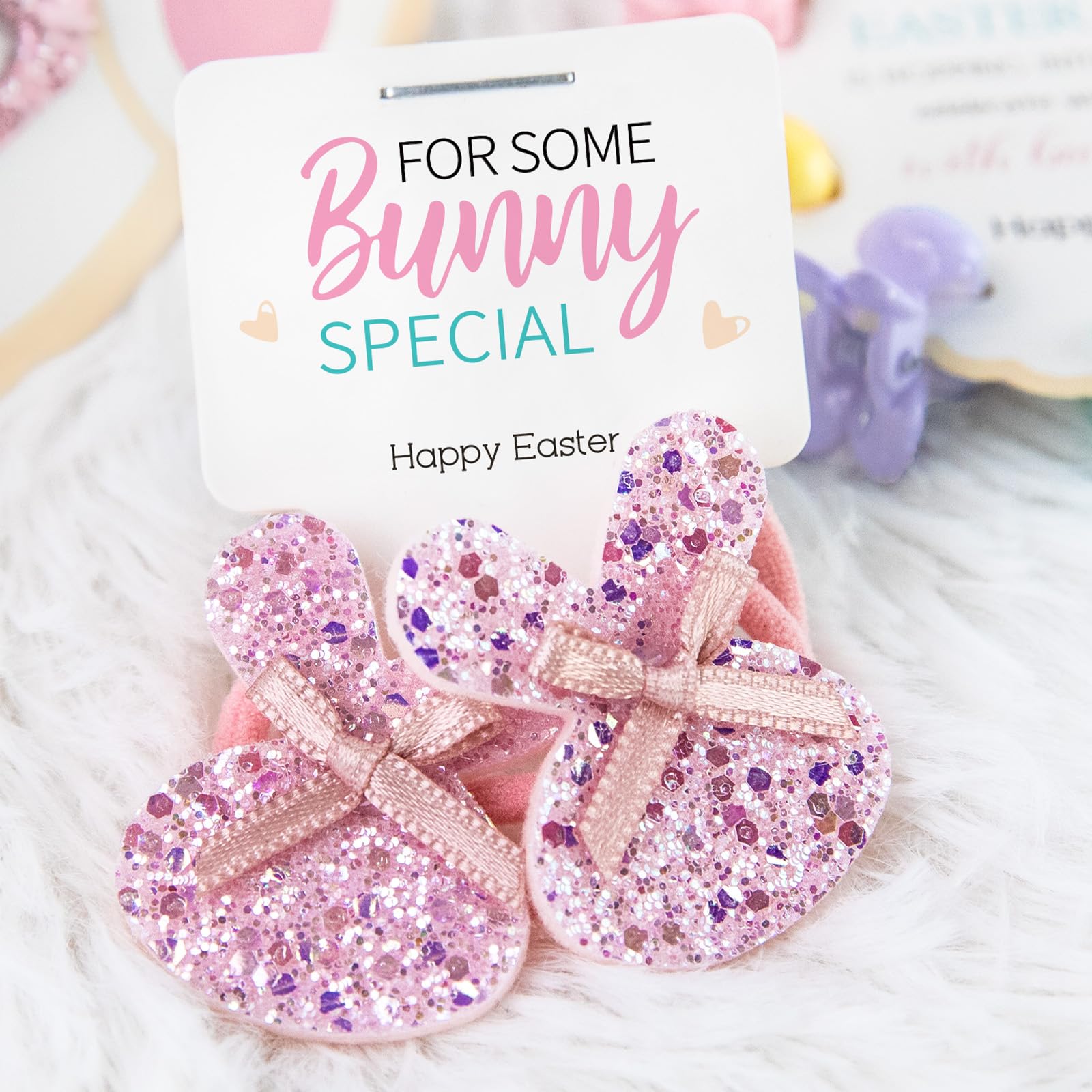 Easter Basket Stuffers - Easter Gifts for Kids - Hair Accessories Set with Plush Ear Headband Hair Ties Clips Sunglasses - Children Baby Toddler Kid Girls Bunny Fillers Gift ideas Ages 1-3 3-5 5-7 6-8