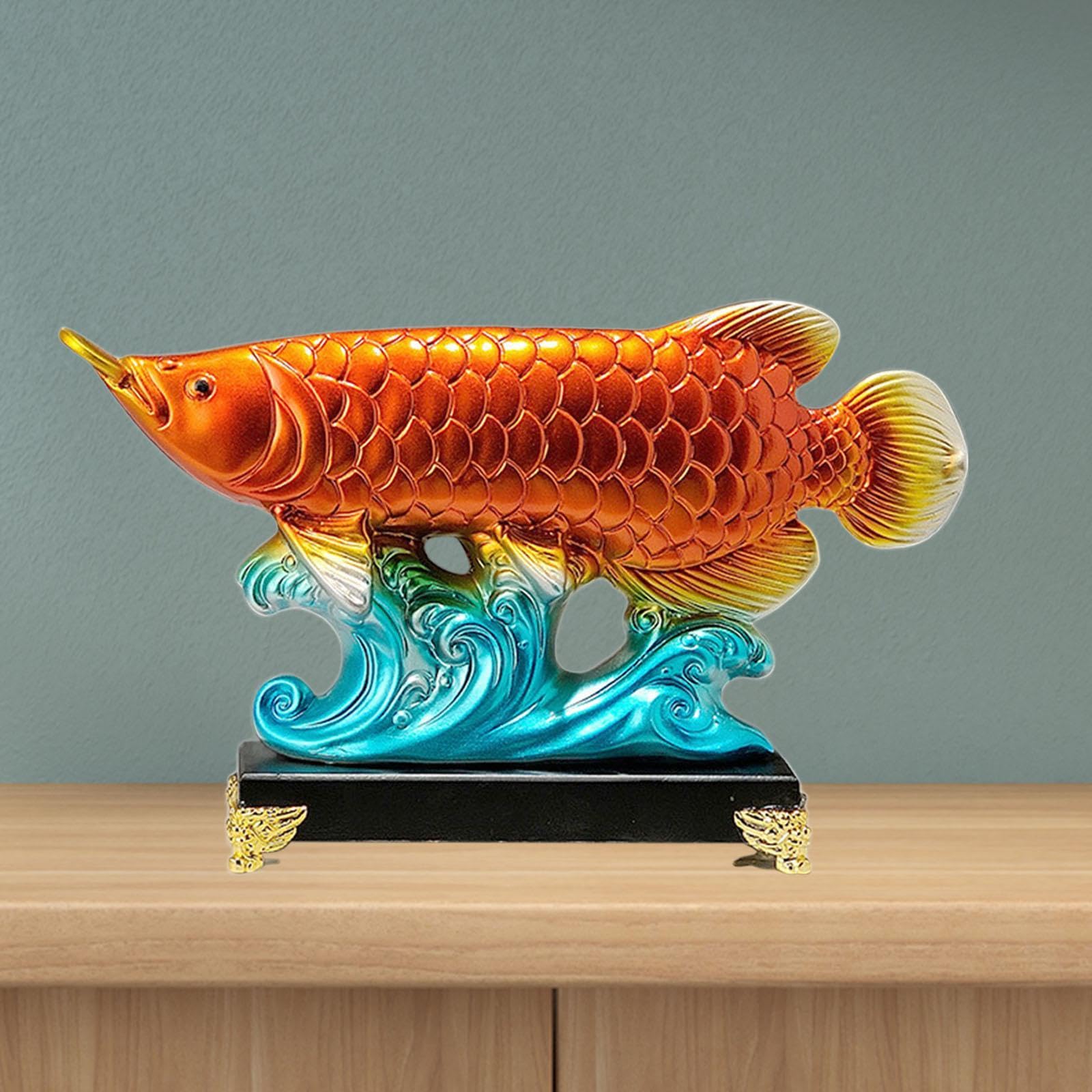 Amazon.co.jp: Toysmith 中国風水魚像鯉彫刻、幸運樹脂センター