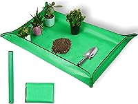 WondMall Extra Large 43x30 Waterproof Plant Repotting Mat - Foldable Gardening Mat for Indoor Transplanting & Dirt Control, Green