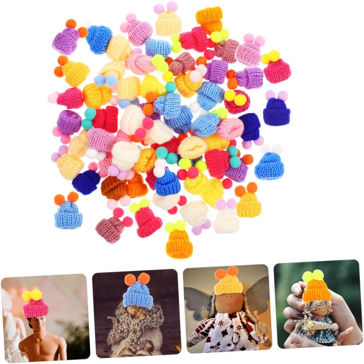 Mini Woolen Yarn Hats for Doll House Jewelry Making 100pcs