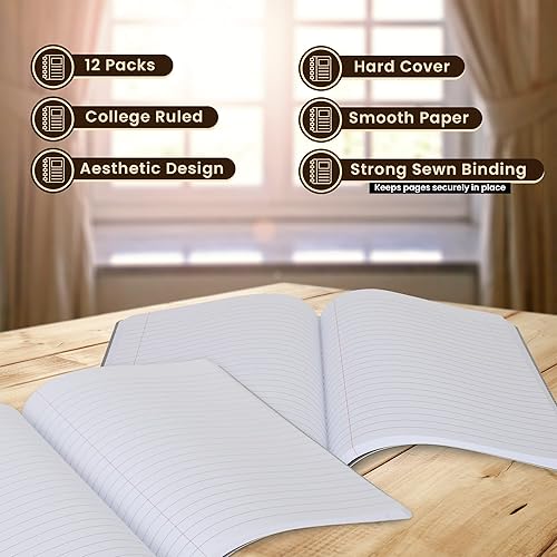 Miniatura 7 de Cuadernos de composición, diarios de escritura de papel de rayas anchas, libros de composición de cubierta de mármol, 100 hojas, cuadernos