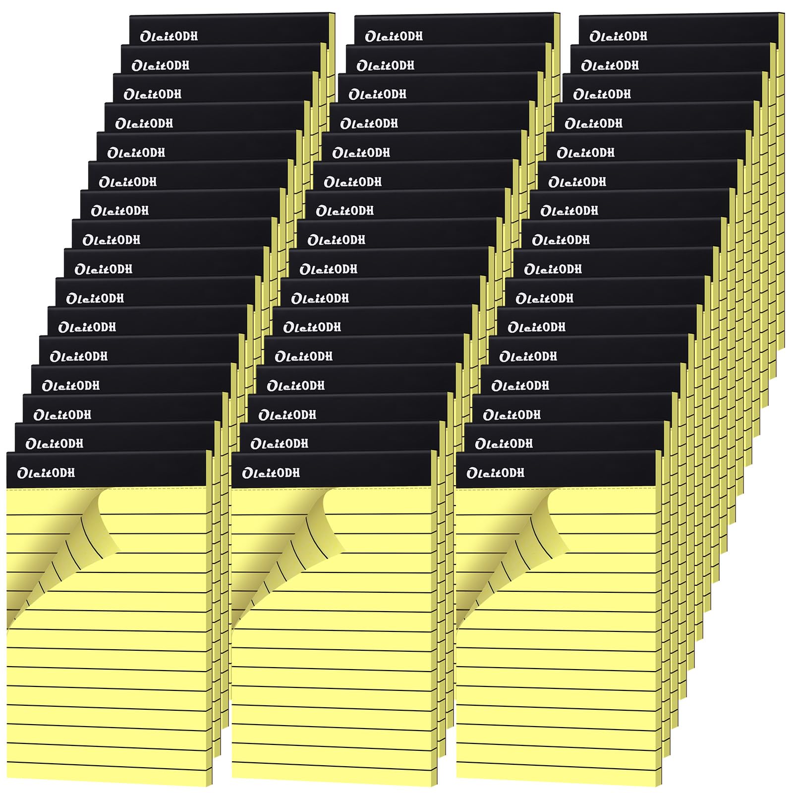 Oleitodh Blocchi appunti 3x5 – Confezione da 48 blocchi per appunti gialli piccoli blocchi da scrittura con pagine a righe perforate, mini blocchi per appunti 50 fogli per blocco note a righe 3 x 5