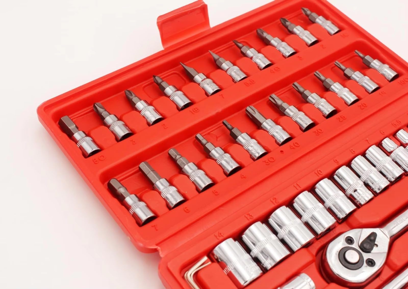 Kit d'outillage mécanique Kit D'outils 46 Pièces Avec Clé À Douille Et Étui À Douille 1/4 Outil Combiné De Pièces Automobiles Jeu De Clés D'outils De Réparation Automobile