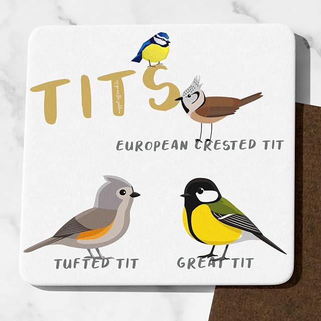 Funny Tits Bird Coaster Bird-Watchers Twitcher Funny Present Ideal For Dads Gifts Dad Grandad Gifts