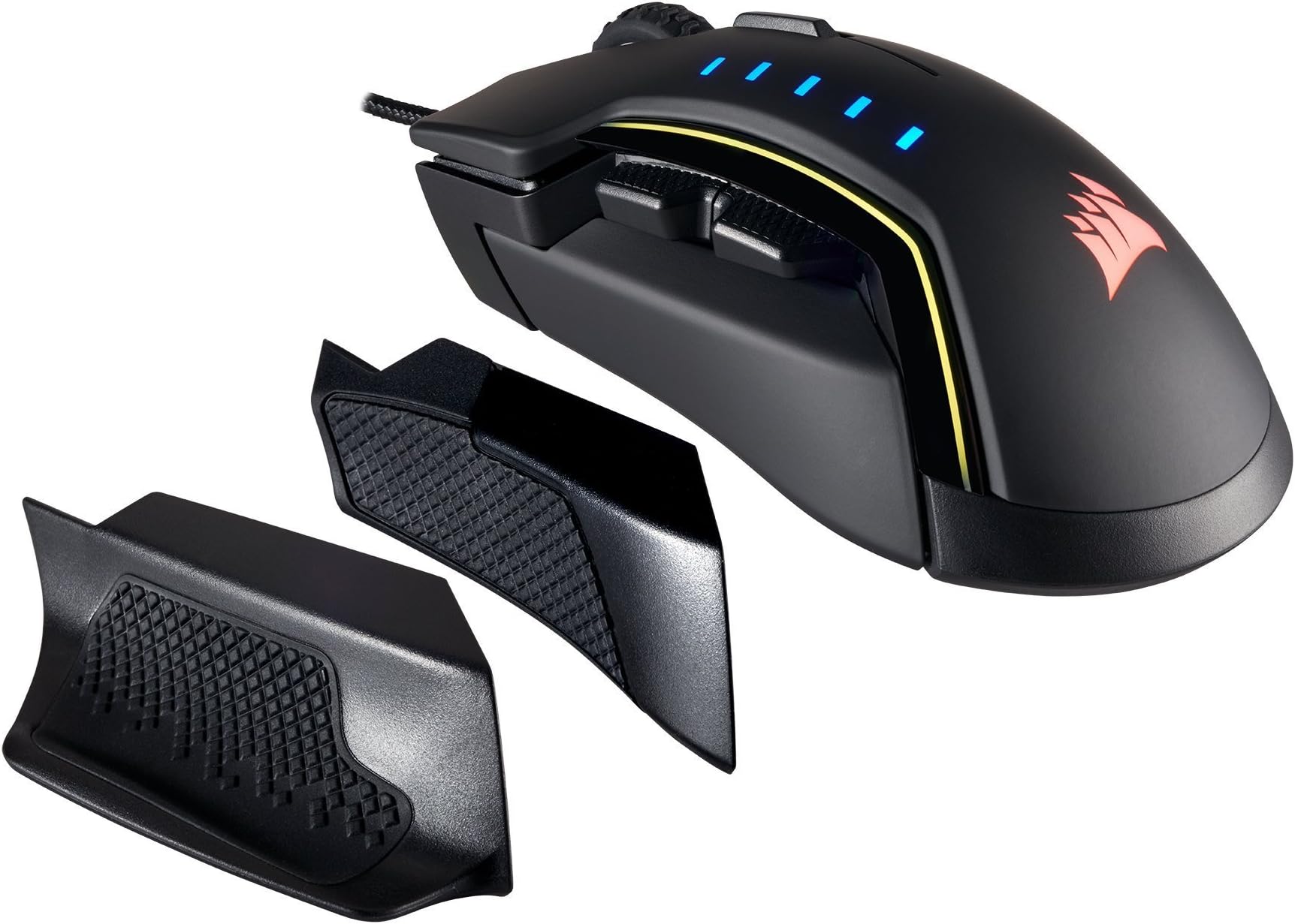 CORSAIR CH-9302011-NA Glaive - RGB Gaming Mouse - Comfortable & Ergonomic - Interchangeable Grips - 16000 DPI Optical Sensor - Black (Renewed)