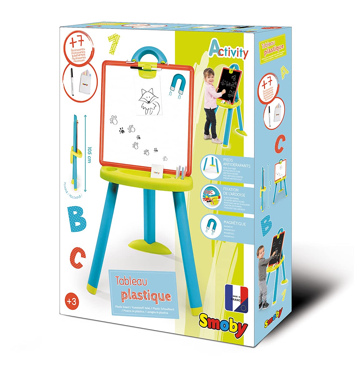 Smoby Activity Lavagna 2 in 1 con 7 Accessori, + 3 Anni, 7600410623